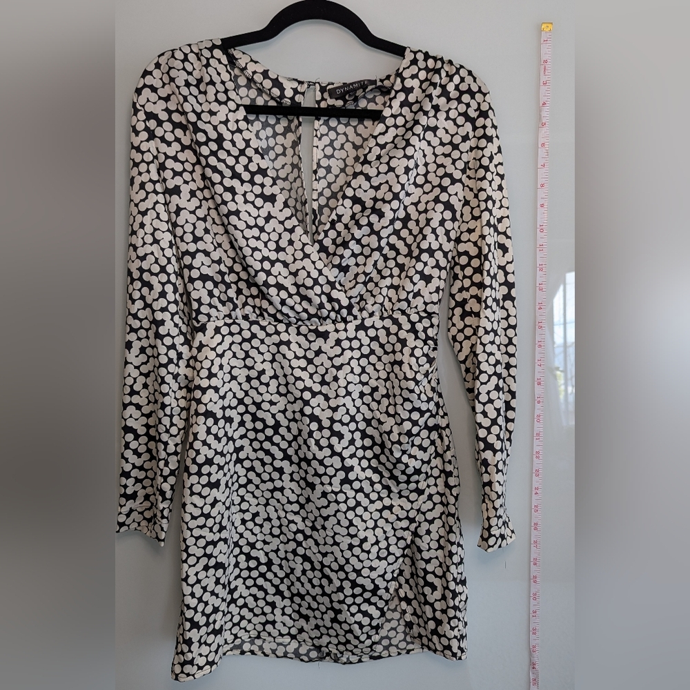 Black and White Polka Dot Long Sleeve Dress
